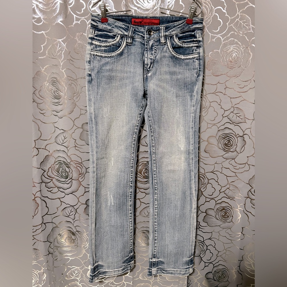 Braxton Light Blue Distressed Straight Leg  Denim